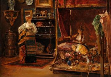 In the Artist's Studio Artwork by Edouard Frederic Wilhelm Richter