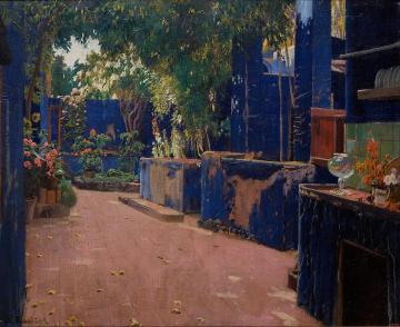 Blue Courtyard. Arenys De Munt Artwork by Santiago Rusiñol Prats