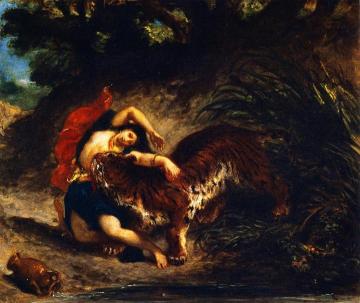 Young Woman Attacked By A Tiger Artwork by Eugène Delacroix