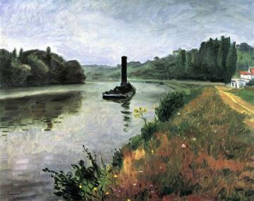 Tugboat On The Seine At Mericourt Artwork by Albert Marquet