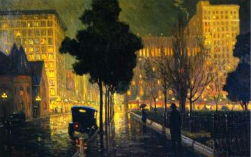 Rainy Night Artwork by Frank Coburn