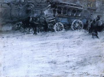 Horsedrawn Bus Artwork by Everett Shinn
