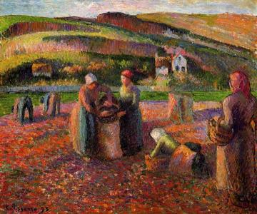 Potato Harvest Artwork by Camille Pissarro