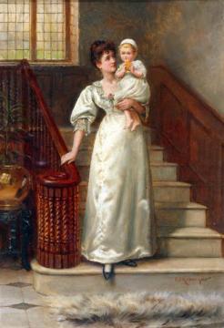 On the Staircase Artwork by George Goodwin Kilburne