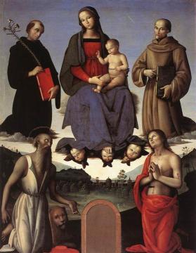 Madonna And Child With Four Saints (tezi Altarpiece) Artwork by Pietro Perugino