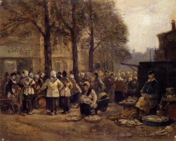The Fish Market, Rotterdam Artwork by Eugène-Louis Boudin