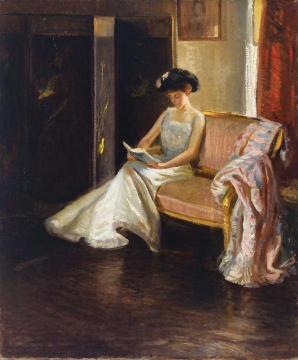 Woman Reading In An Interior Artwork by Arthur Merton Hazard