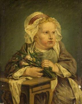 A Child with a Bunch of Flowers Artwork by Jean-Baptiste Greuze