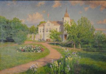 Berga castle from the north Artwork by Johan Krouthén