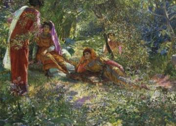 Young Women Resting In The Garden At El Biar In Algiers Artwork by Georges Antoine Rochegrosse
