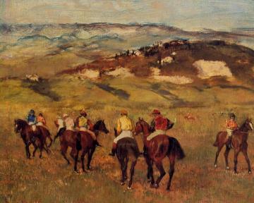 Jockeys on Horseback before Distant Hills Artwork by Edgar Degas