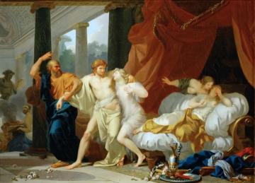 Socrates Tears Alcibiades from the Embrace of Sensual Pleasure Artwork by Jean Baptiste Regnault