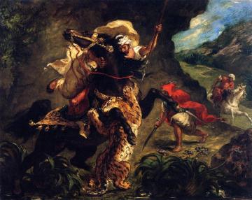 Tiger Hunt Artwork by Eugène Delacroix