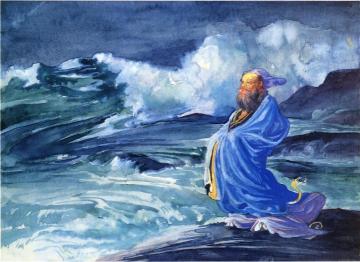 A Rishi Calling up a Storm, Japanese Folk Lore Artwork by John La Farge