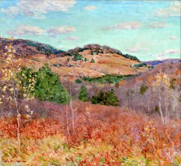 Purple and Gold Artwork by Willard Leroy Metcalf