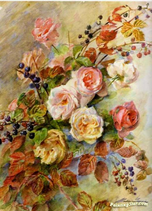 Autumn Roses Artwork by Madeleine Jeanne Lemaire