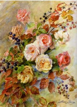 Autumn Roses Artwork by Madeleine Jeanne Lemaire