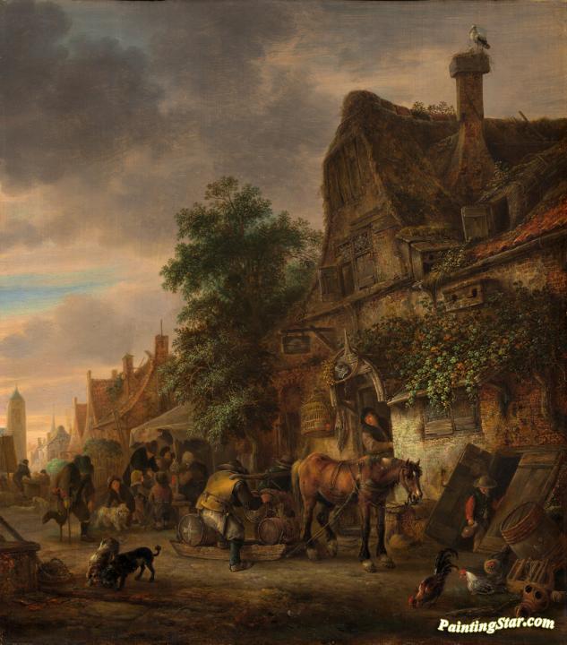 Workmen Before An Inn Artwork by Isaac van Ostade