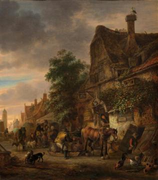 Workmen Before An Inn Artwork by Isaac van Ostade