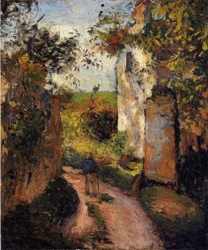 A Peasant In The Lane At L'hermitage, Pontoise Artwork by Camille Pissarro