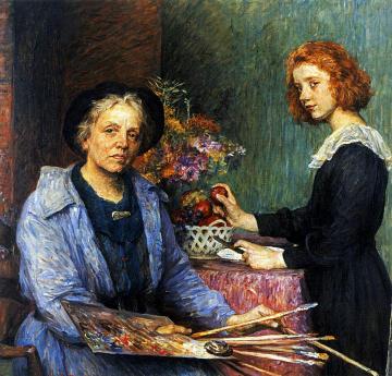 The Artist And Her Model Geneva Artwork by Marie Louise Catherine Breslau