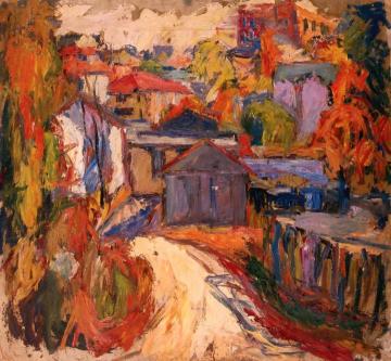 Étude, Study with Houses Artwork by Abraham A. Manievich