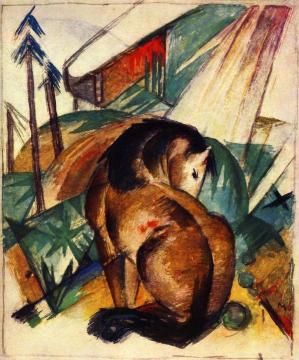 Sitting Horse Artwork by Franz Marc