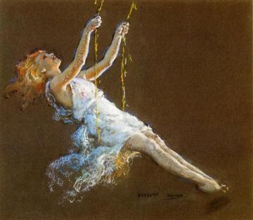 Girl on a Swing Artwork by Everett Shinn