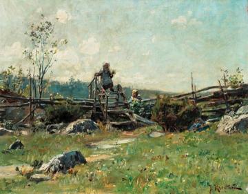 Children on the Fence Artwork by Johan Krouthén