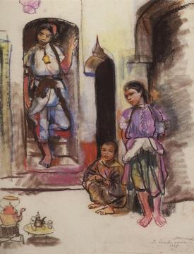 Patio Artwork by Zinaida Serebriakova