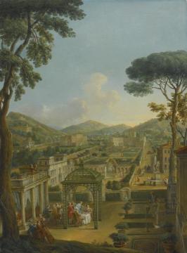 An Extensive Landscape with Villas and Figures Artwork by Giovanni Paolo Pannini