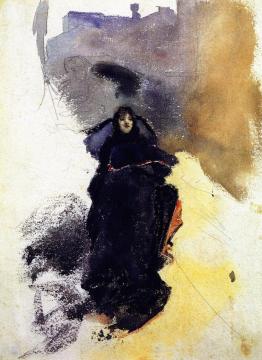 Woman in a Gondola (unfinished) Artwork by John Singer Sargent