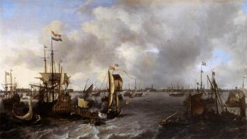 View of Amsterdam with Ships Artwork by Ludolf Bakhuizen