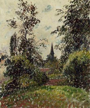 The Bazincourt Steeple (study) Artwork by Camille Pissarro