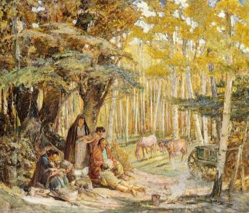 Indian Group at Glorietta Artwork by Oscar Berninghaus