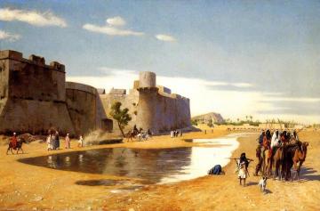 An Arab Caravan outside a Fortified Town, Egypt Artwork by Jean Leon Gerome