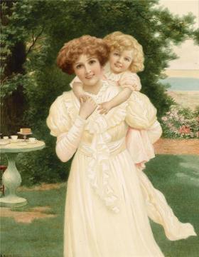 Mother and child in the garden Artwork by Herbert Blande Sparks