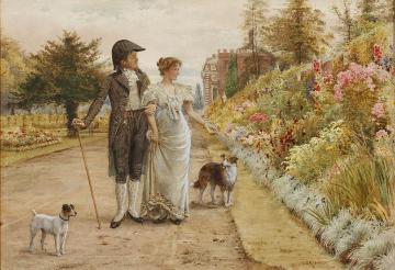 A garden stroll Artwork by George Goodwin Kilburne