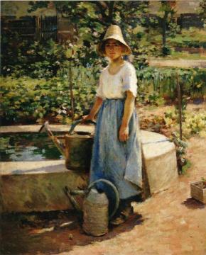 At the Fountain Artwork by Theodore Robinson