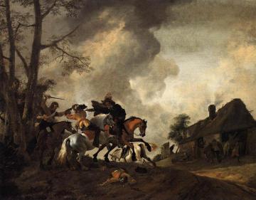 Battle on Horseback Artwork by Philips Wouwermans
