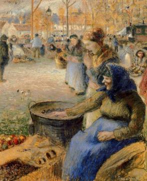 La Marchande de Marrons, Fiore de la St. Martin, Pontoise Artwork by Camille Pissarro