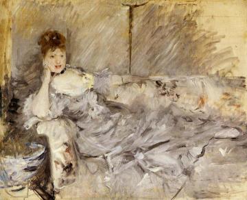 Young Woman in Grey Reclining Artwork by Berthe Morisot