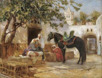 The Barber Artwork by Frederick Arthur Bridgman