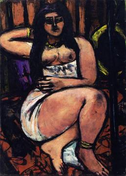 Reclining Nude Sharply Foreshortened Artwork by Max Beckmann