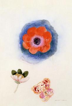 Study of Flowers and Butterfly Artwork by Odilon Redon