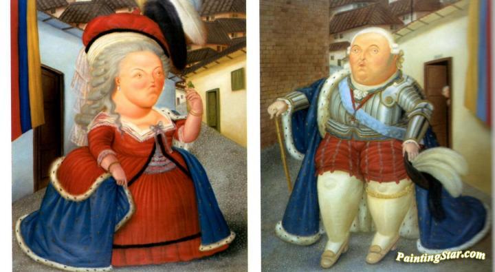 Louis XVI and Marie Antoinette Visiting Medellin, Colombia Artwork by Fernando Botero