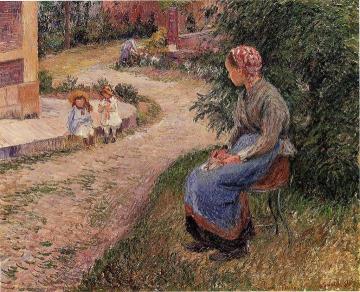 A Servant Seated in the Garden at Eragny Artwork by Camille Pissarro