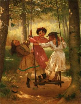 Three Girls on a Swing Artwork by John George Brown