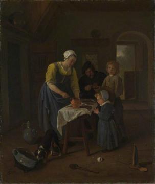 A Peasant Family at Meal-Time, "Grace before Meat" Artwork by Jan Steen