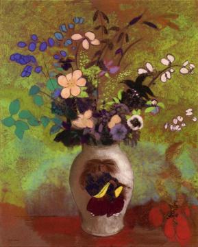 Vase with Japanese Warrior Artwork by Odilon Redon